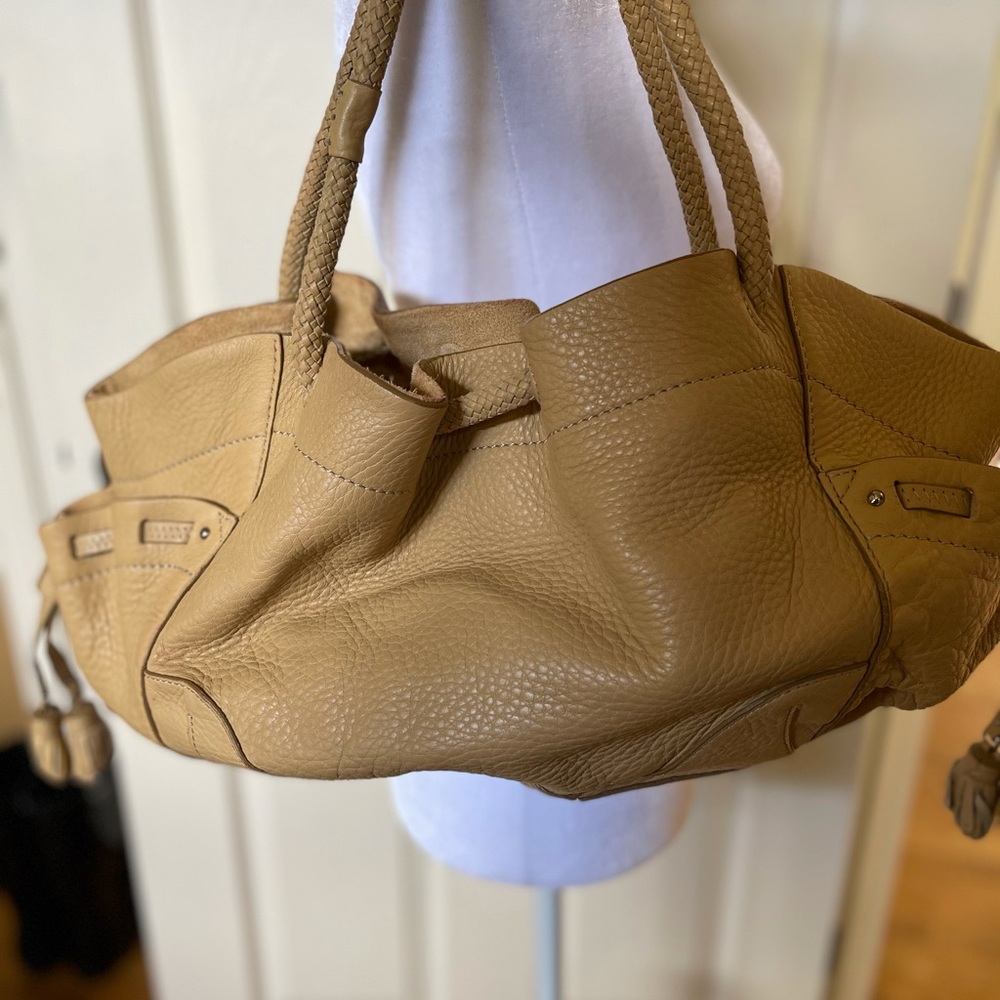 Cole Haan leather diaper bag w/ waterproof lining